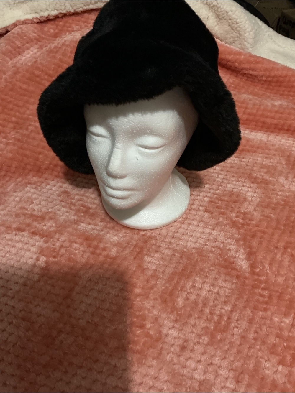 Black Faux Fur Bucket Hat - Women Accessories Glasses